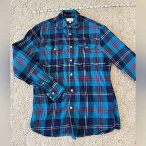 Sonoma Goods for Life Blue Plaid Flannel Button-Up Shirt | Size Small